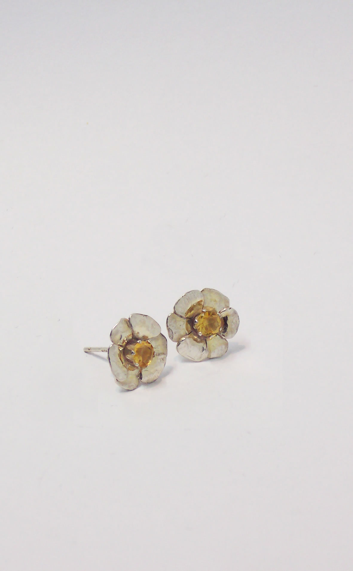Silver and Citrine Stud Earrings